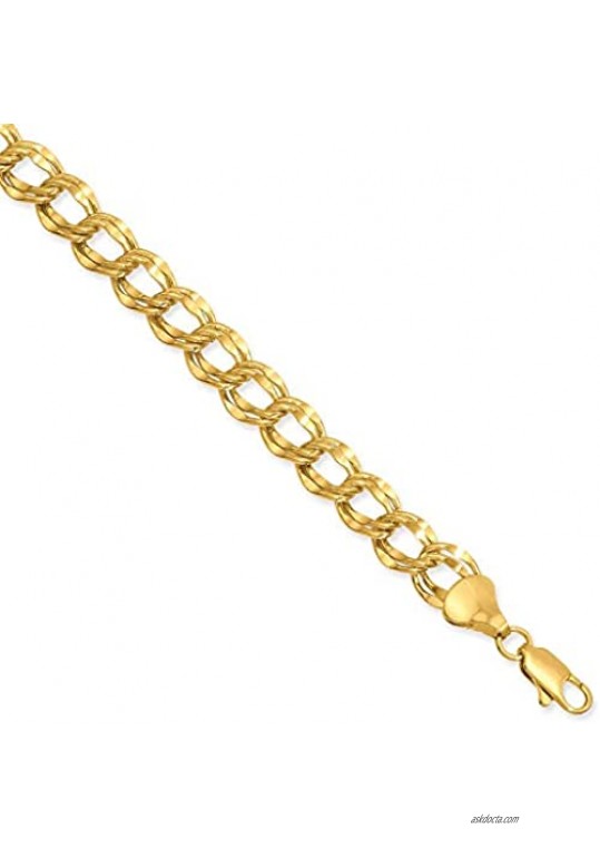 ICE CARATS Kelly Waters Gold Plated 8mm Double Link Charm 7.25 Inch Bracelet Fancy Fashion Jewelry for Women Gifts for Her