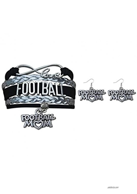 Infinity Collection Football Mom Jewelry Set -Football Mom Bracelet- Football Charm Bracelet for Football Moms