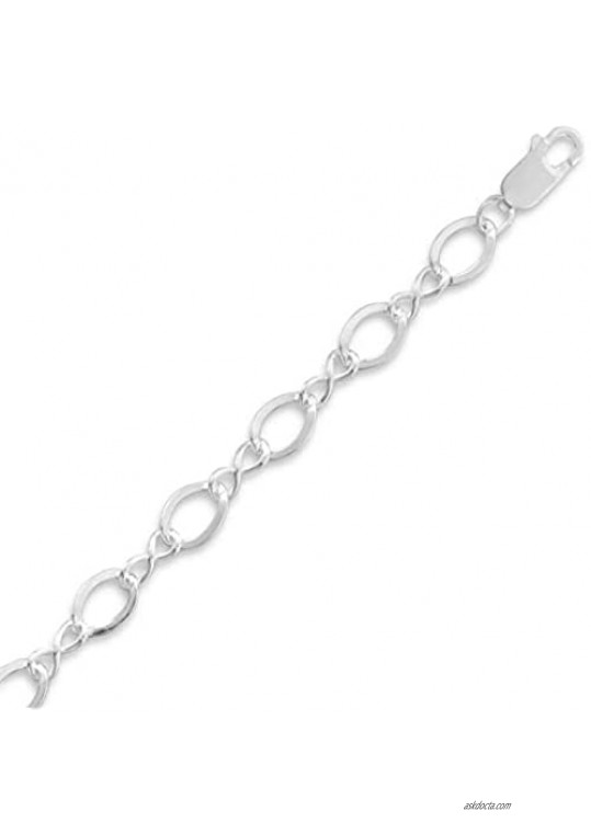 LND .925 Sterling Silver 9 Polished Figure Women's Charm Bracelet