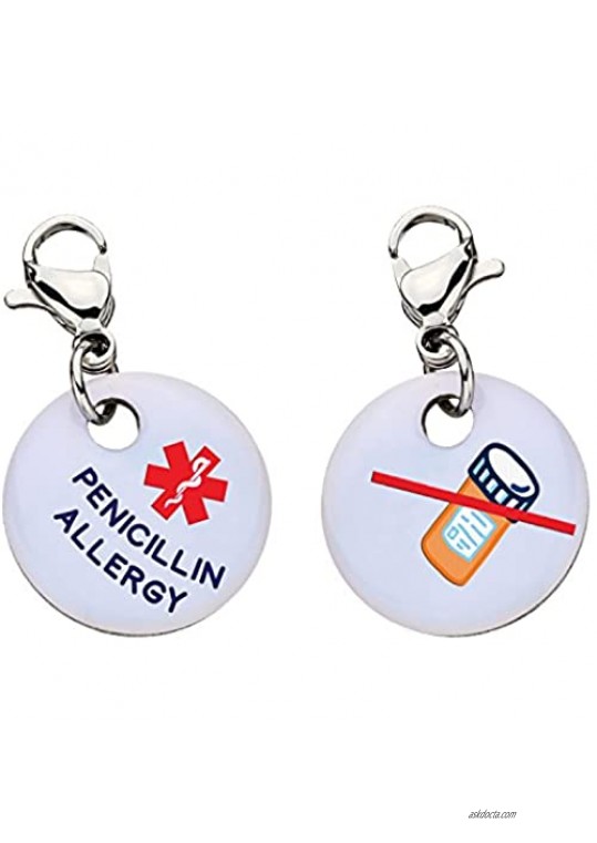 Penicillin Allergy Snap-On Bracelet Charm-Parent (Stainless Steel)