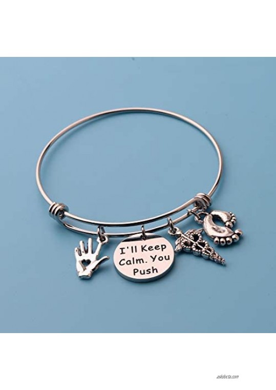 POTIY Midwife Gift Doula Bracelet for OBGYN Doctor I'll Keep Calm You Push Bracelet Obstetrician Gynecologist Nurse Gift
