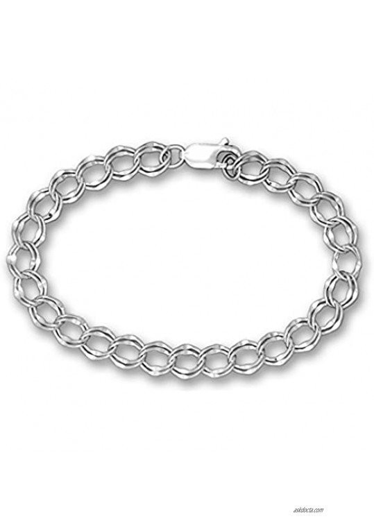 Sterling Silver Charm Bracelet Parallel Curb Style by The Magic Zoo