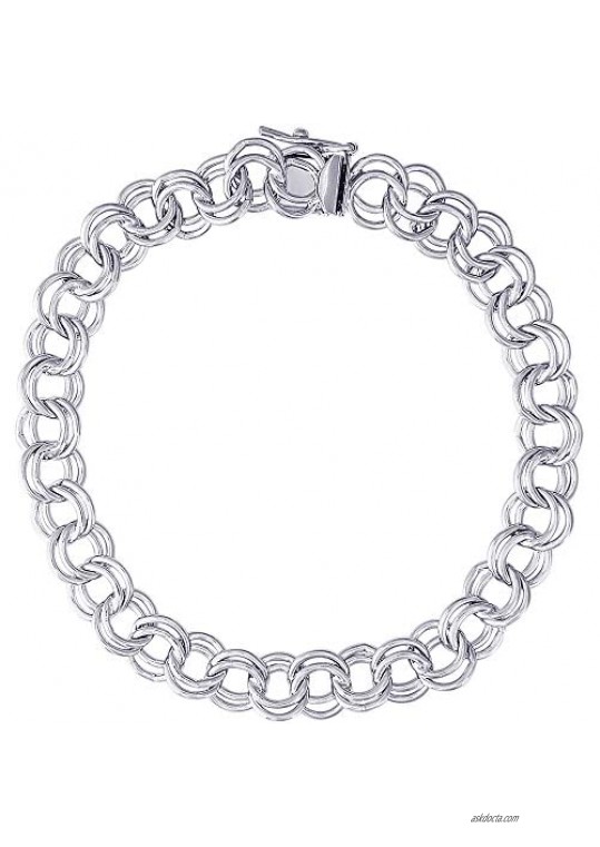 Sterling Silver Double Spiral Charm Bracelet w/Box & Safety Clasp  Charm Bracelets for Women & Girls