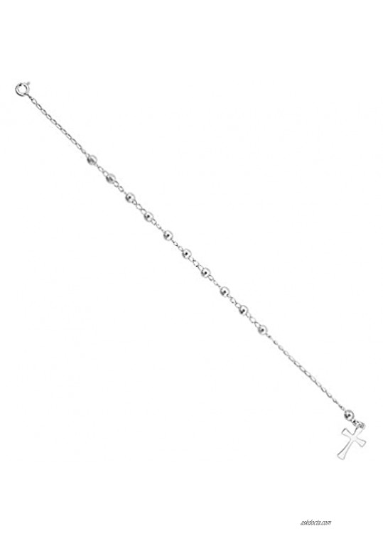 Sterling Silver Rosary Bracelet for Women 4 mm Faceted Beads  Available 7-8 inch