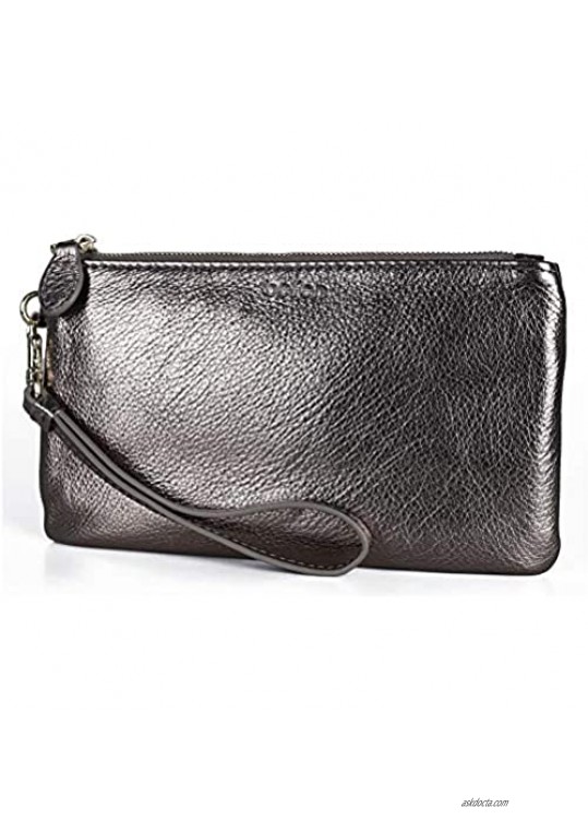 100% Real Leather Clutch Wristlets Purses FERRISA Women Wallet Cell Phone Bag Small Clutch Wristlet Handbag
