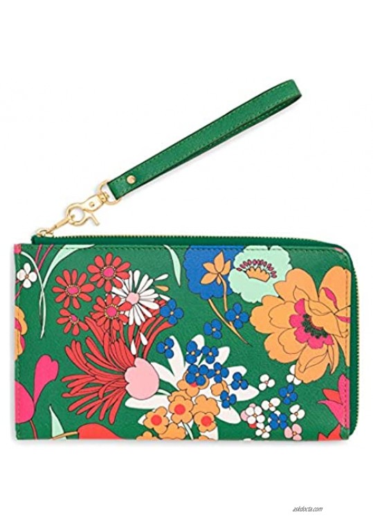 Ban.do Women's Green Floral Getaway Travel Wallet Wristlet Passport & Card/ID Holder with Removable Wrist Strap Superbloom