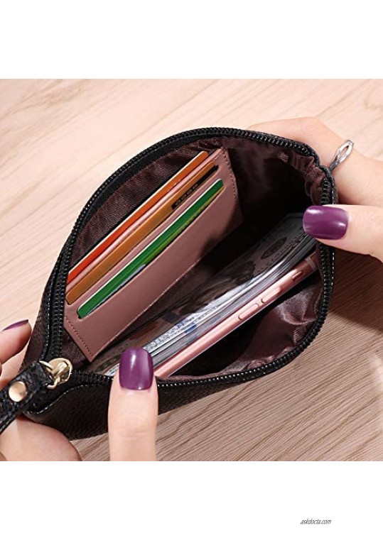 Clutch Wristlet Women's Crossbody Clutch Wallet Purse Wristlet Leather Wristlet Clutch Wallet Multi Card Organizer Wallet Purse(Black)