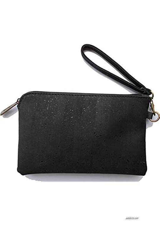 Cork Leather Wristlet Clutch with strap - Cruelty Free Vegan Purse by Lindo Cork