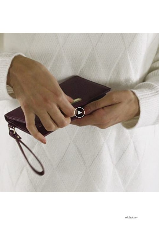 Katie Loxton Cleo Womens Soft Pebble Vegan Leather Wallet Purse Wristlet Burgundy