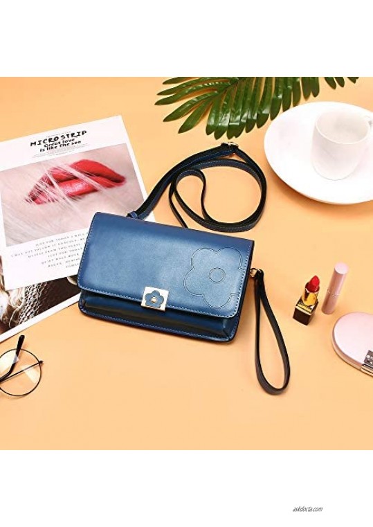 KUKOO Small Crossbody Bag Phone Purse Wallet for Women Leather Shoulder Clutch Handbag with Credit Card Slots Wristlet