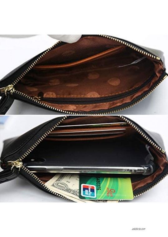 Leather Small Wristlet Clutch Purse Wristlet Wallet Clutch Bag - Small Phone Purse Handbag
