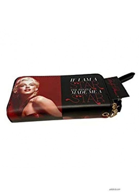 Marilyn Monroe black fabric Large woman wallet Wristlet Wallet Double Zipper Smartphone Wristlet Purse Signature Wallet