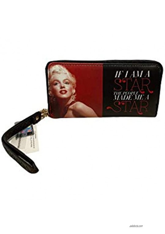 Marilyn Monroe black fabric Large woman wallet Wristlet Wallet Double Zipper Smartphone Wristlet Purse Signature Wallet