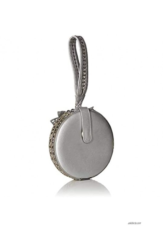 Mary Frances Snow Globe Beaded Holiday Ornament Wristlet Handbag silver