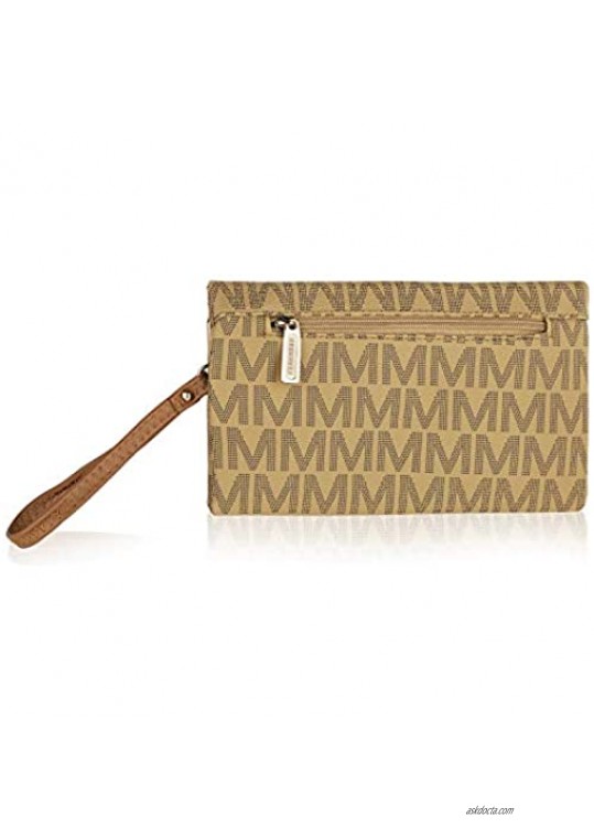 MKF Crossbody Wallet Purse for Women — PU Leather Multi Pockets Clutch Bag — Wristlet Strap Handbag Snap Closure
