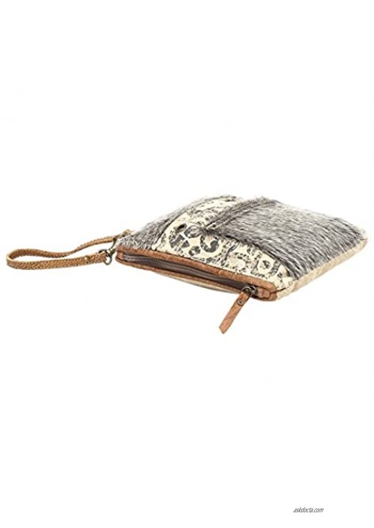 Myra Bag Hide Segmented Denim & Cowhide Wristlet Bag S-1015