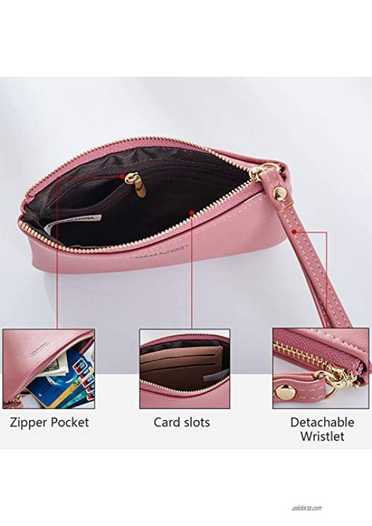 Oichy Wristlet Wallet Purse for Women PU Leather Smartphone Wristlet Clutch Ladies Small Clutch Wallets