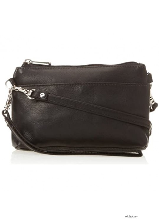 Piel Leather Shoulder Bag Wristlet  Black  One Size