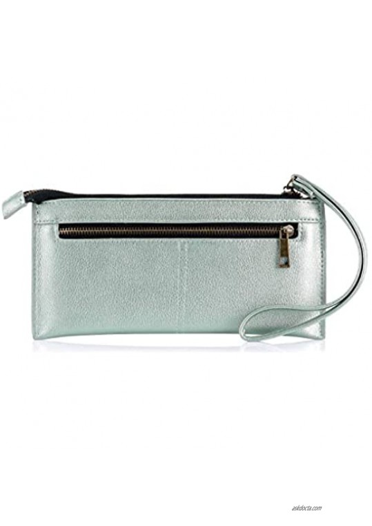 Women’s Leather Wristlet Wallet Long Clutch Ladies Purse Cellphone Bag with Wristlet Strap