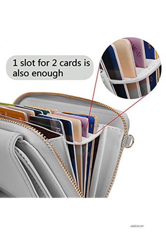 YALUXE Wristlets-for-Women Leather PU Multi 31 Card Slots Clutch Wallet Strap Crossbody Handbag Zip Pocket