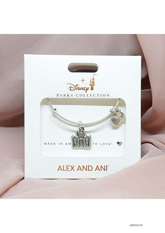 Alex and ANI Disney Parks Sleeping Beauty Castle Figural Bangle - Princess Aurora Enchanted Castle - Charm Bracelet Jewelry Gift (Silver Finish)