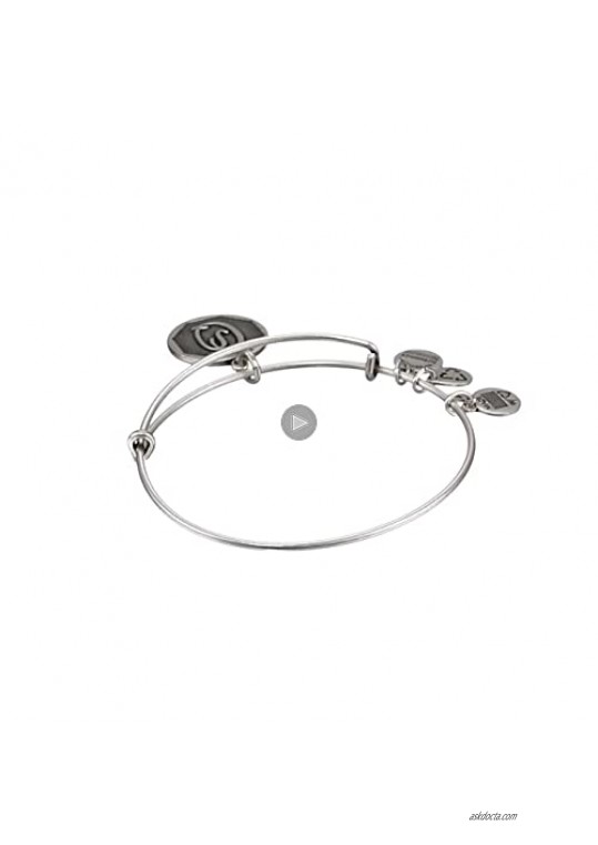 Alex and Ani Rafaelian Silver-Tone Initial Q Expandable Wire Bangle Bracelet 2.5