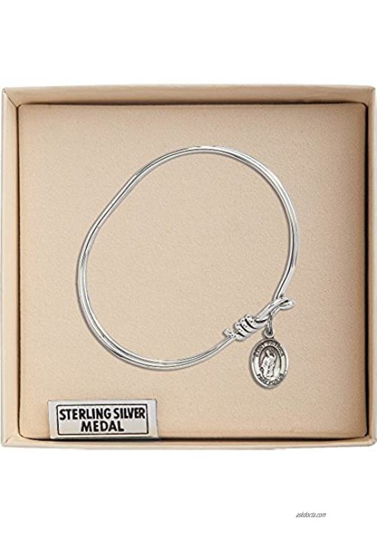 Bonyak Jewelry Oval Eye Hook Bangle Bracelet w/St. Patrick in Sterling Silver