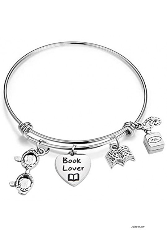 KUIYAI Book Lover Bracelet Literary Gift Bookworm Bracelet Inspirational Jewelry