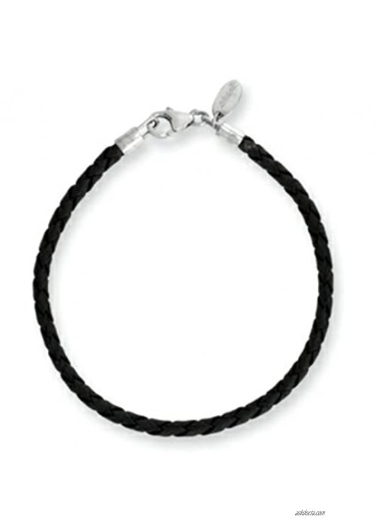 Reflections Sterling Silver Black Leather Lobster Clasp Bead Bracelet