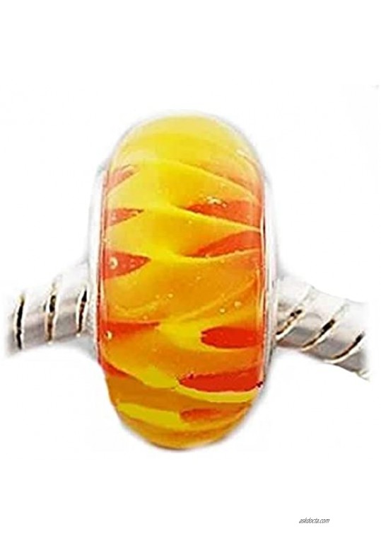 Sexy Sparkles Troll Style Flames in Murano Glass Charm Bead for Snake Chain Charm Bracelet