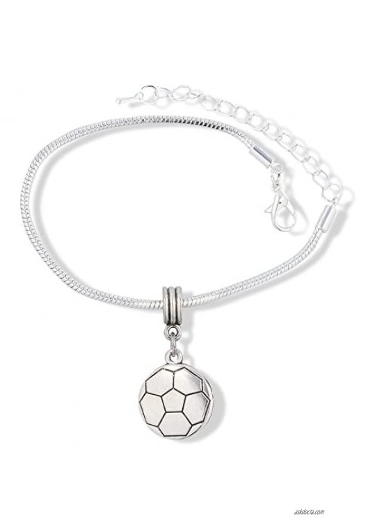 Soccer Football Sports Ball Snake Chain Charm Bracelet