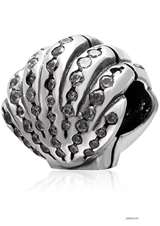 ABAOLA Shell Charm 925 Sterling Silver Seashell Charm Love Charm Beads fit for Women Charms Bracelets