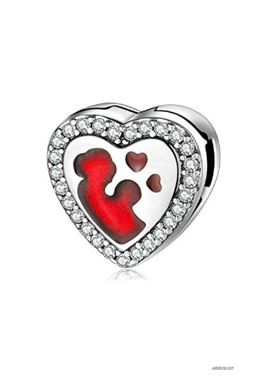 Best Mom Baby Love Heart Charm 925 Sterling Silver Mother Clip Charms fits Reflexions Bracelets Mom Gifts Jewelry