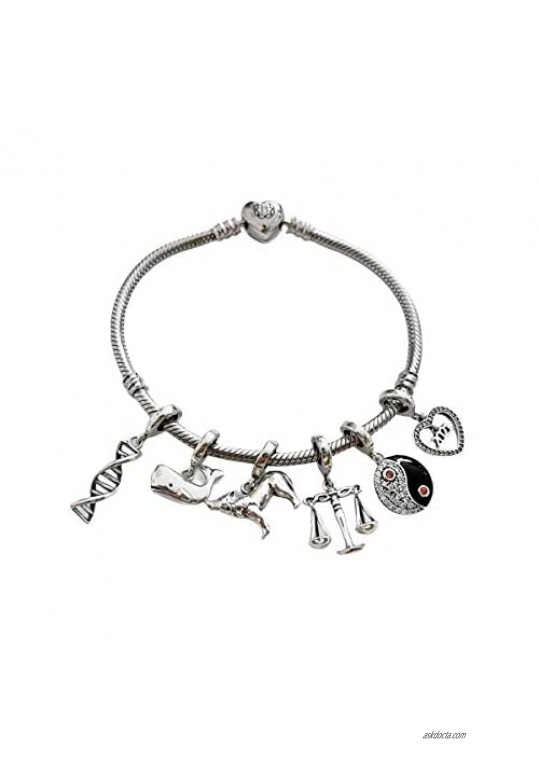 BOLENVI Justice Scale Lawyer Libra 925 Sterling Silver Pendant Charm Bead For Pandora & Similar Charm Bracelets or Necklaces