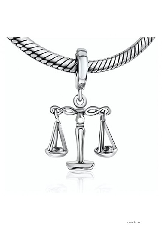 BOLENVI Justice Scale Lawyer Libra 925 Sterling Silver Pendant Charm Bead For Pandora & Similar Charm Bracelets or Necklaces