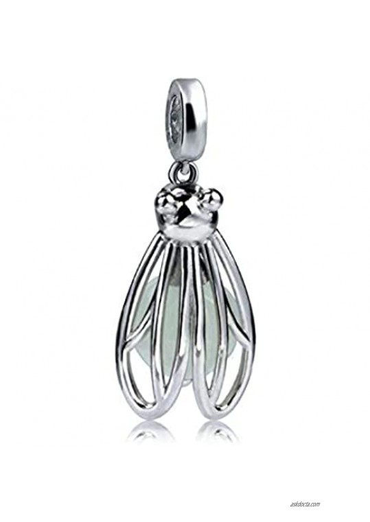 Bolenvi Luminous Firefly Glow in The Dark 925 Sterling Silver Charm Bead Pendant for Pandora & Similar Charm Bracelets or Necklaces