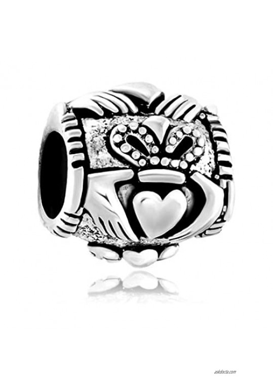 Charmed Craft Sterling Silver Celtic Friendship Claddagh Charms Beads Jewelry Fit Pandora Charm Bracelet