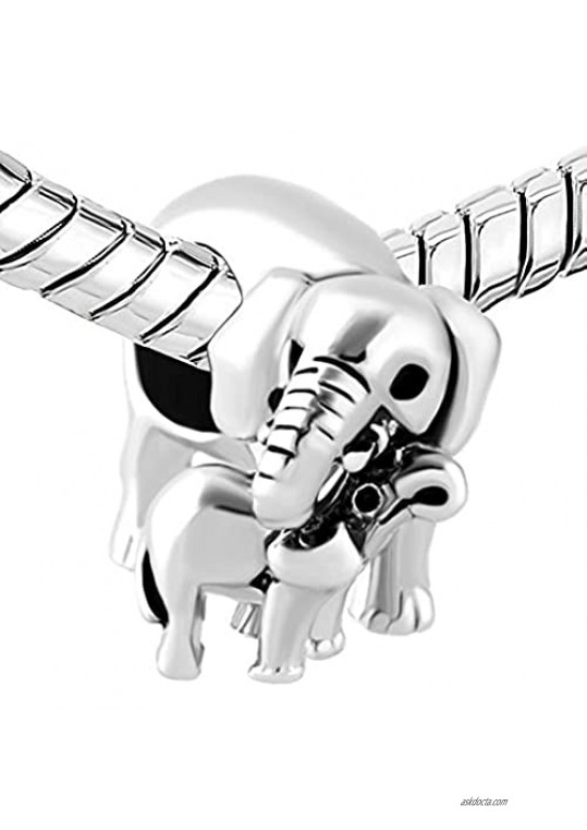 CharmsStory Sterling Silver Elephant Charms Style Mom Love Baby Child Beads Charms For Bracelets