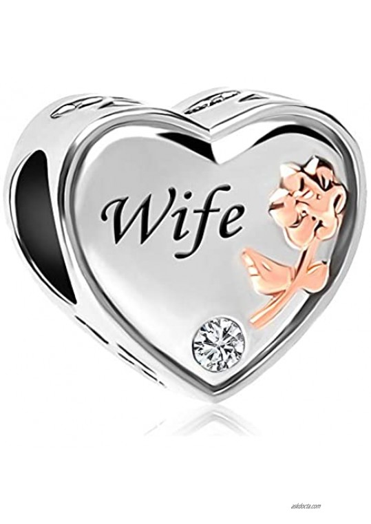 CharmSStory Wife Heart Love Bead Charm for Bracelet