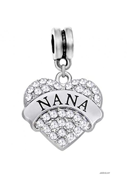 Dangle Nana Heart Charm with Crystals