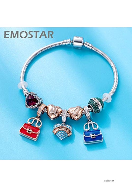 EMOSTAR Rose Gold Heart-Shaped Reflexions Zodiac Sign Clip Charms fits European Women Bracelet 925 Sterling Silver Lock Stopper Beads 12 Constellation Clips with CZ Gifts for Birthday/Christmas