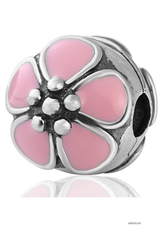Flower Star Clip Charms Authentic 925 Sterling Silver Clip Lock Stopper Beads for European Bracelet