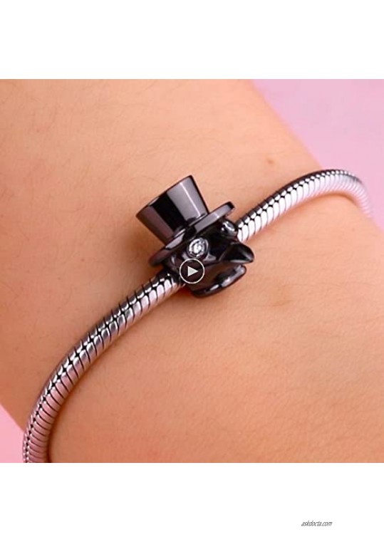 GNOCE Doctor Schnabel Charm Sterling Silver for Your Safety Black Plated Charm Bead Fit Bracelet/Necklace Jewelry Gift for Women Mens