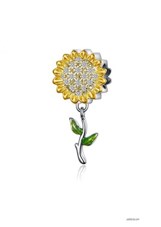 Honeybee Butterfly Sunflower Dream Catcher Coffee Cup Colorful Feather Key Flower Pendant Charm Sterling Silver fit Bracelet for European Bracelets and Necklace