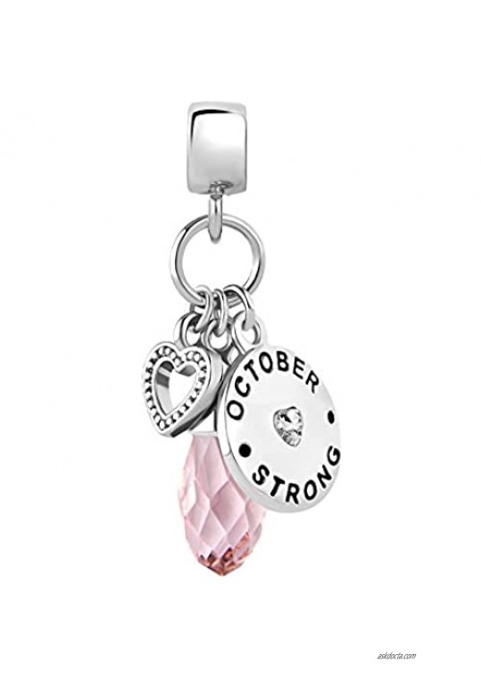 Lifequeen Heart Love Jan-Dec Birthday Simulated Birthstone Charm Beads for Bracelets (Oct Strong)