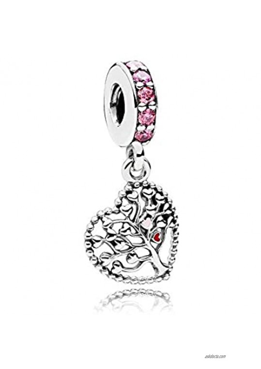 MiniJewelry Family Tree Dangle Charms for Pandora Bracelets Family Heart Tree of Life Sterling Silver Charms for Bracelets