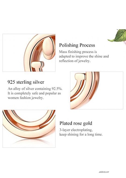 NINGAN Reflexions Smile Face Rose Gold Charm 925 Sterling Silver Charms for Bracelets and Necklaces Happy Birthday Charms for Women Girls