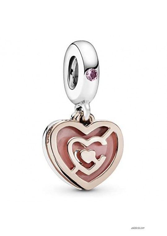 Pandora Jewelry Pink Heart Labyrinth Dangle Crystals Charm in Pandora Rose and Sterling Silver