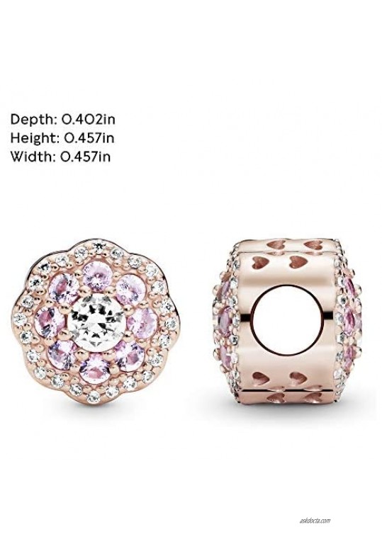 Pandora Jewelry Pink Sparkle Flower Crystal and Cubic Zirconia Charm in Pandora Rose