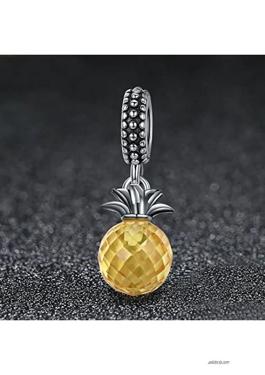 Pineapple Charm 925 Sterling Silver Fruits Charm Beads for Fashion Charms Bracelet & Necklace